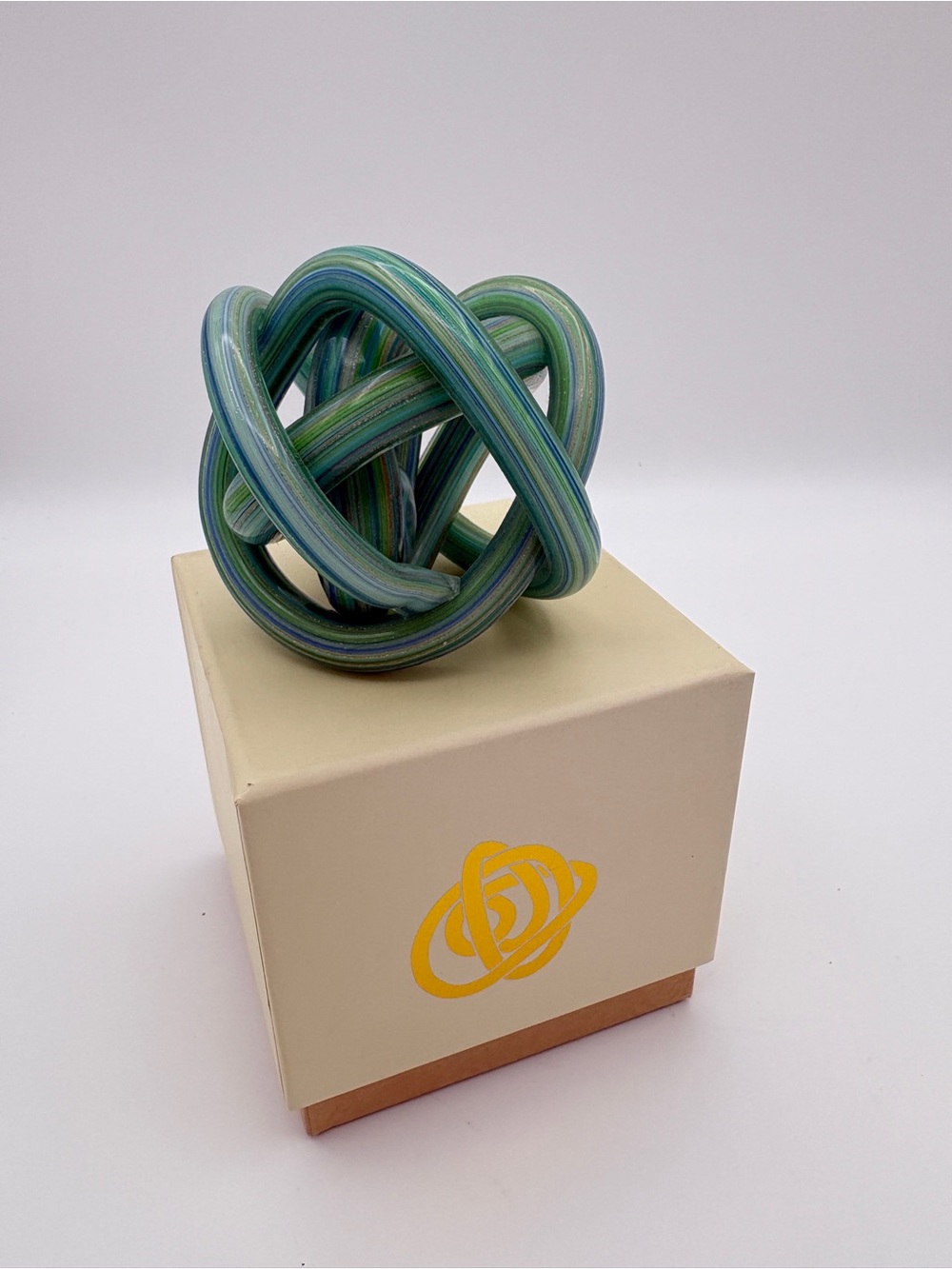 Green Earth Endless Knot Glass Art Small Blue Multi Colour